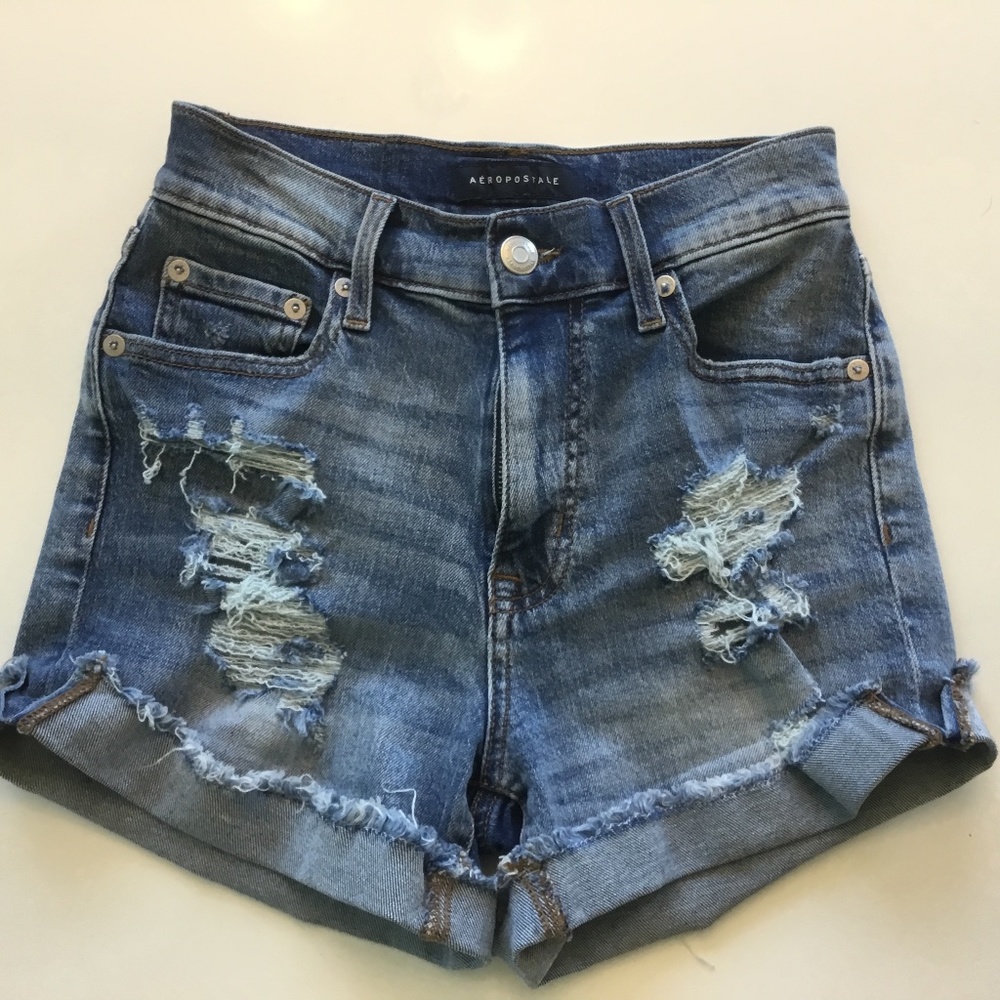 Aeropostale Stretch Ripped Jean Shorts